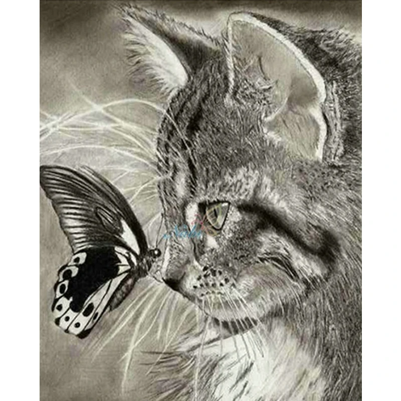 Алмазная живопись сделай сам с кошкой мозаика вышивка животными крестом в