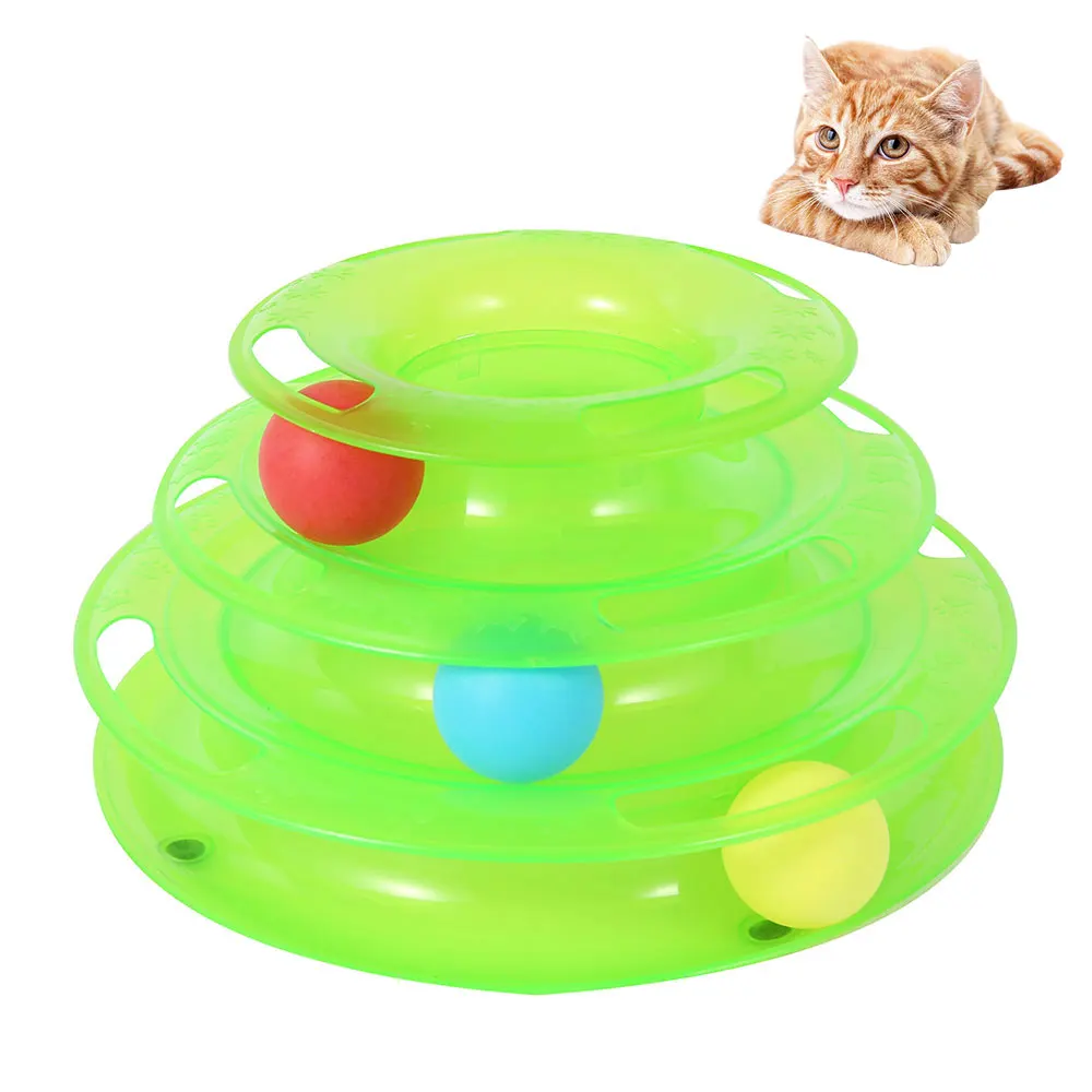 Трехуровневая игрушка для питомцев кота башня трек диск развлечения тройная