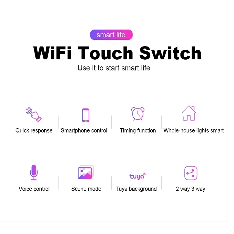 

WiFi Smart Licht Touch Schalter Fernbedienung Smart Leben/Tuya App Control, alexa Google Startseite Voice 2/3 Weg Wall Switch