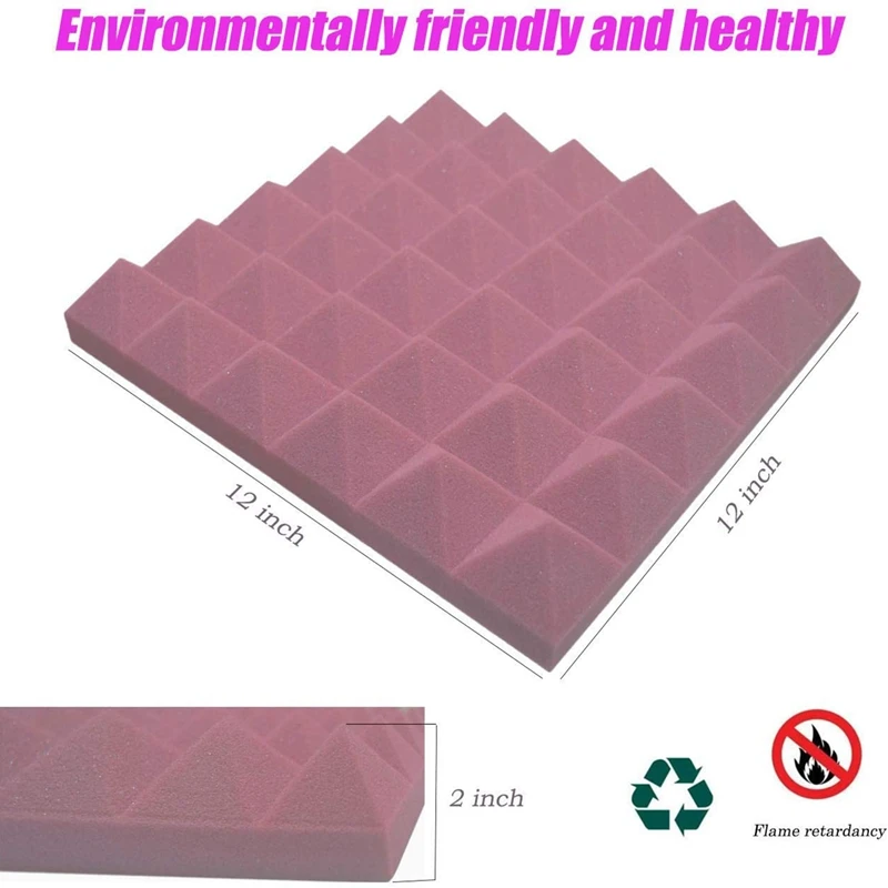 

12 Pack Soundproof Foam Pyramid Acoustic Absorbing Panels Studio Foam Sound Reduction Noise Cancelling Panels