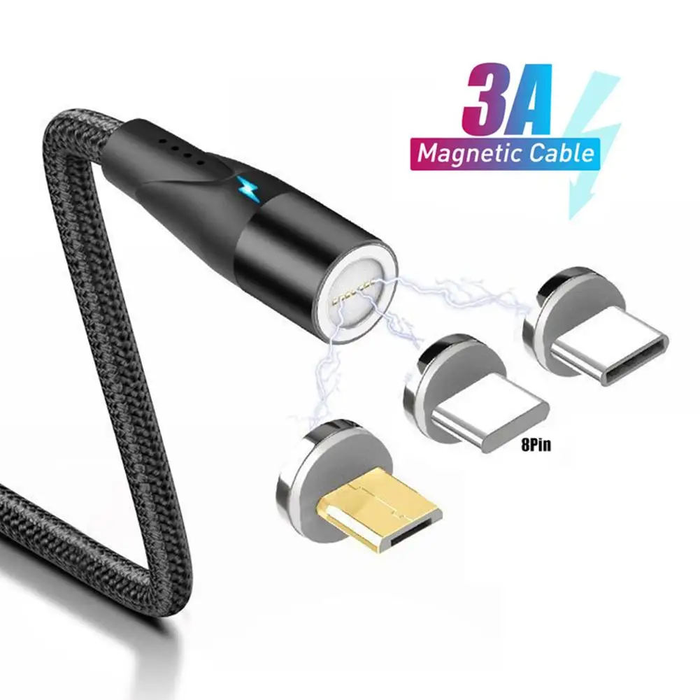 1/2m QC3.0 Магнитный зарядный кабель для передачи данных разъем Micro USB Type-C Android iPhone xiaomi