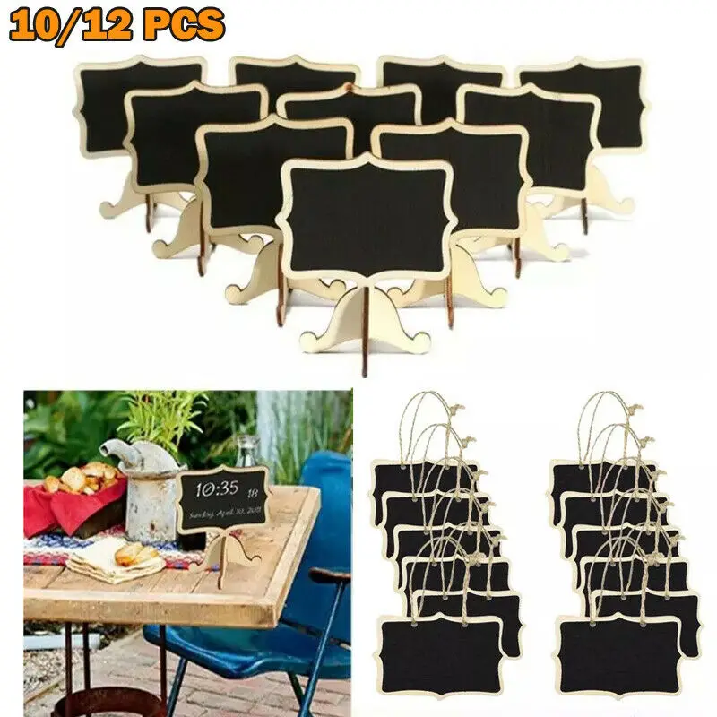 

10pcs /12Pcs Mini Wooden Blackboard Storage Racks Holder Chalkboard Message Wooden Wedding Party Label Table Case Racks Decals