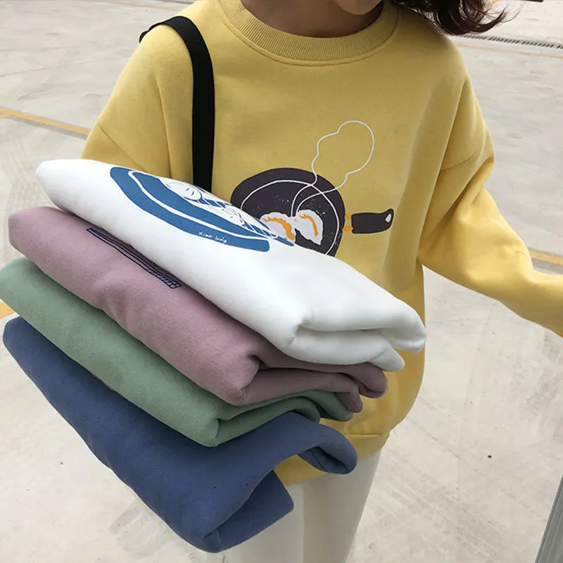 Зимний Женский свитшот пуловер свитшоты в стиле преппи Топ с длинным рукавом без