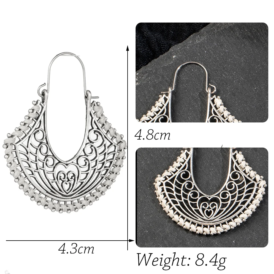 Женские Винтажные висячие серьги серебристого цвета бохо большие