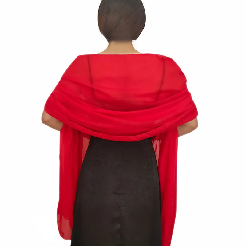 

Elegant Women Solid Chiffon Evening Dress Shawl Wedding Party Bridal Bolero Cape Mariage Boleros Shrugs Wraps Accessories Scarf