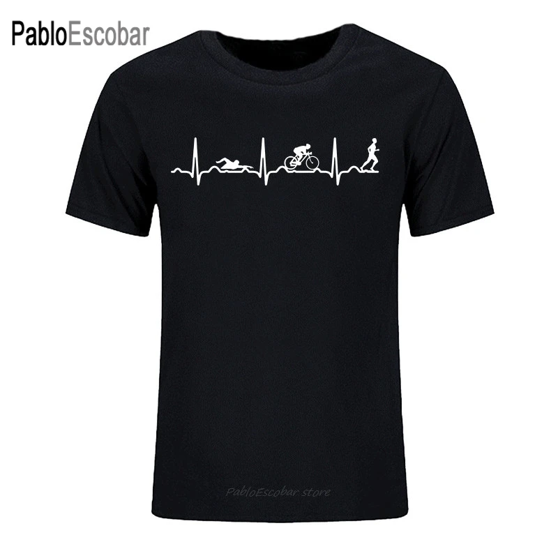 Летняя модная мужская рубашка Троеборье сердцебиение любовь футболка с коротким