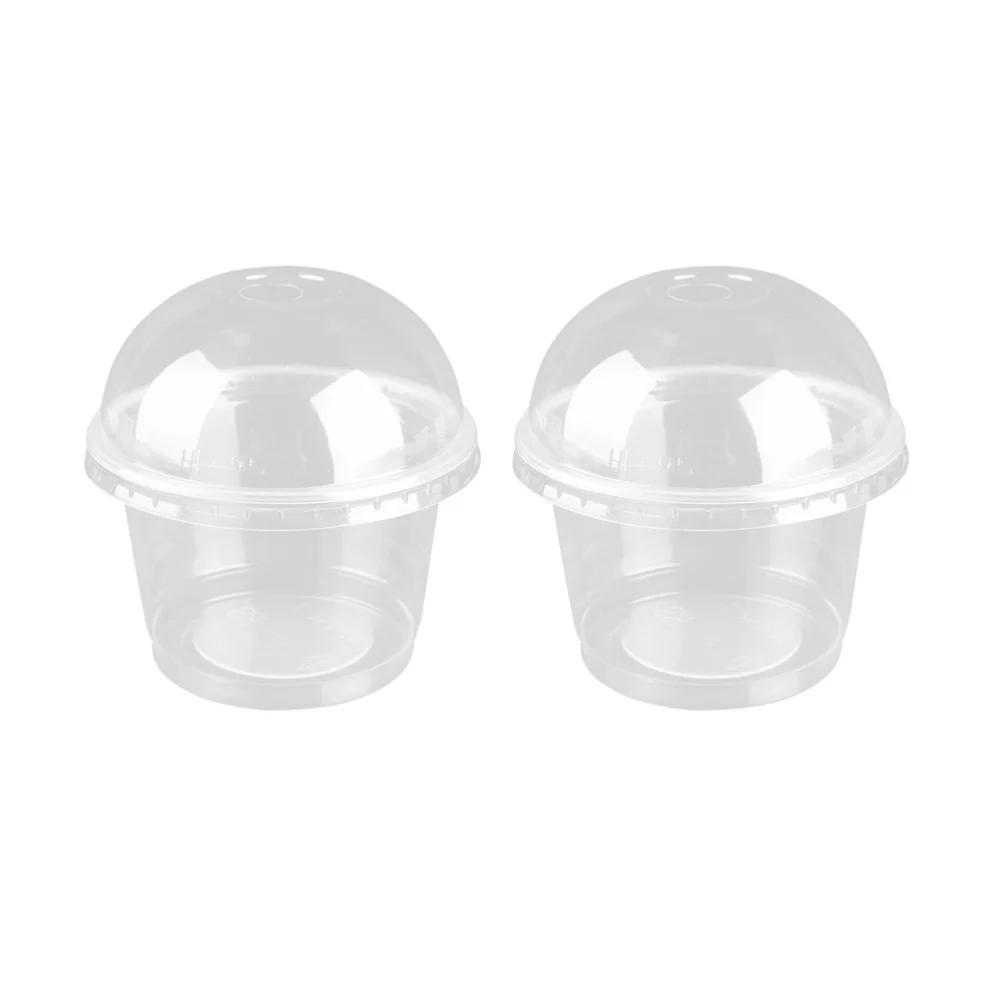 

25pcs 250ml Disposable Salad Cup Transparent Dessert Bowl Container with Lid for Bar Cafe Home (Dome Lid with Hole)