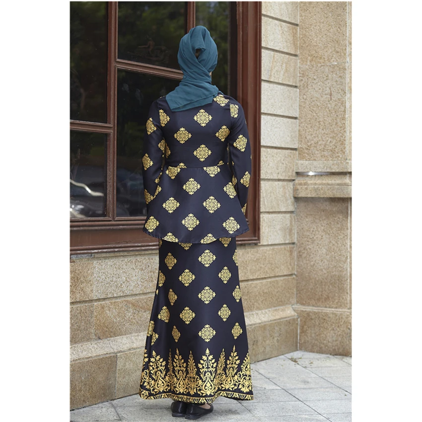 Новый исламский женский модный комплект одежды с длинным рукавом оборками Топ