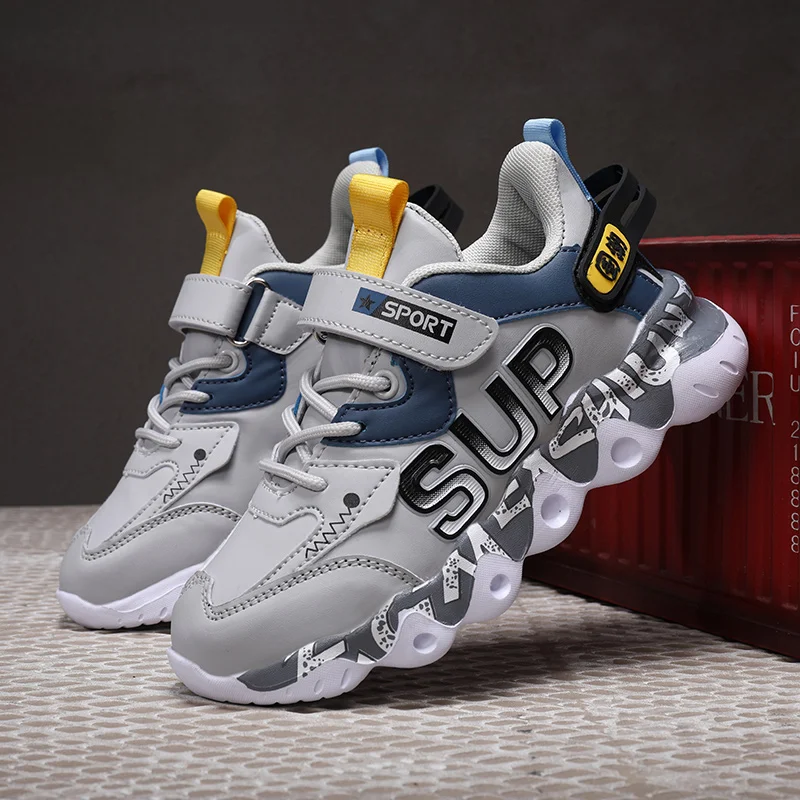 

2021 Hot Sale Shoes for Teenage Boys Black Pu Boys Casual Shoes for School Anti-Slippery Youth Casual Boys Children Sneakers