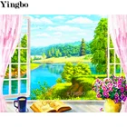 Алмазная вышивка с изображением берез, берез, ривербанк, окон, сделай сам, алмазная живопись, полноразмерная мозаика, 5D картина Стразы
