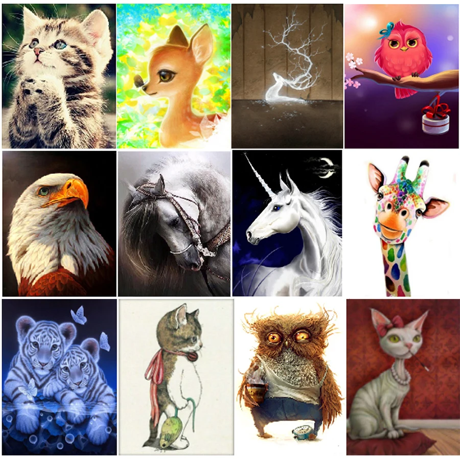 

5D Diamond Painting Full Round Drill Animal Theme Pictures Embroidery Mosaic Home Decoration Pattern DIY Handmade New Year Gift