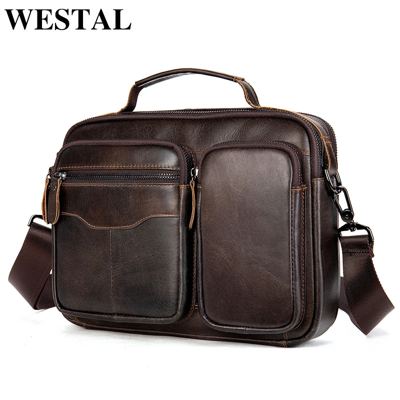 WESTAL Men's Shoulder Bag Men's Genuine Leather Men Handbag Man Bag Crossbody Bags For Men Vintage Messenger Bags Handbags