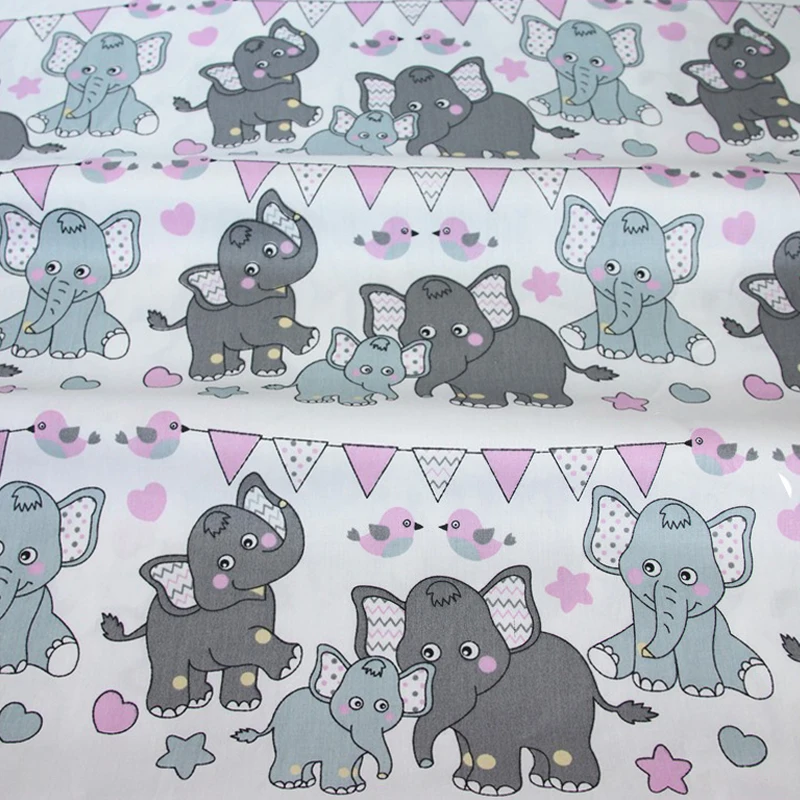 Хлопчатобумажная ткань с принтом милого слона лоскутное шитье сделай сам для