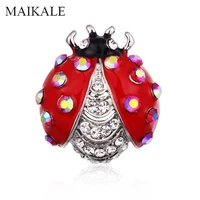 maikale vintage red ladybug brooch pins rhinestone enamel insect brooches for women kids cloth shawl shirt badge bag accessories