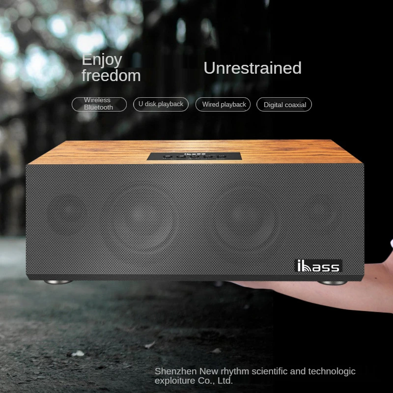 

Wooden Portable Bluetooth Speaker High-power Active 3D Stereo Subwoofer Home Theater Support USB Coaxial AUX Input Line Output