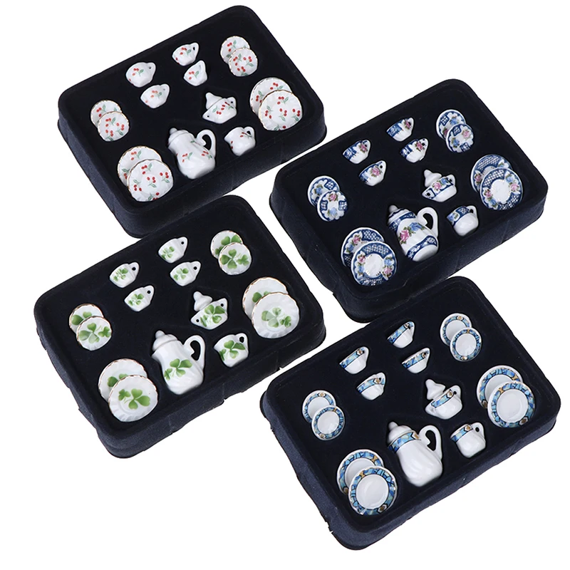 1:12 Кукольный дом кухня Миниатюрный фарфоровый керамический чайный набор
