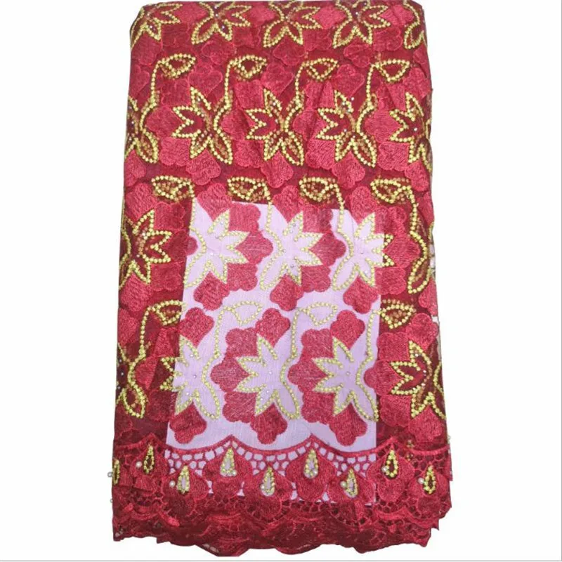 Hot Sale African Lace Fabric For Wedding France Tulle Embroidered lace High Quality With bead 5yards/lot | Дом и сад