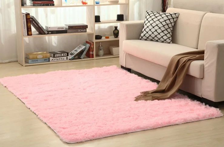 Pink Мохнатый ковер для гостиной, домашние теплые плюшевые напольные коврики, пушистые коврики для детской комнаты, ковер из искусственного меха, коврики для гостиной, шелковые коврики - Цвет: Pink