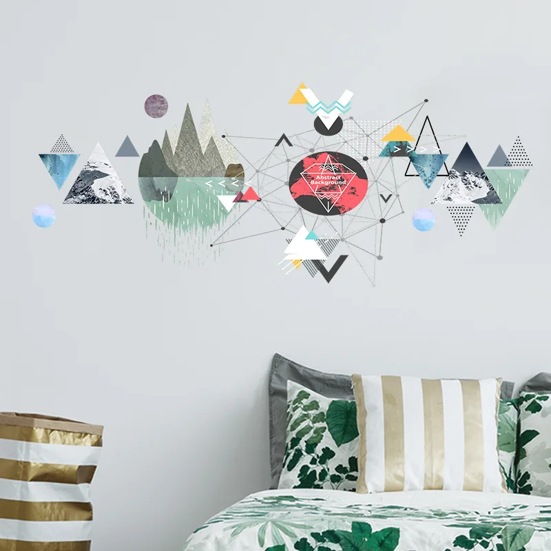 

Modern Geometric Hand-painted Wall Sticker Home Decor Living Room Bedroom Bedside Background Decor Mural Wallpaper