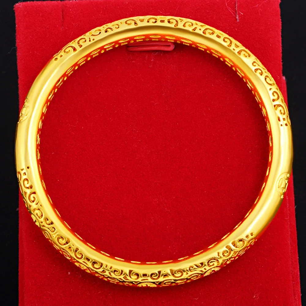 

1 PiecesPretty Hollow Bangle Fashion Gift Yellow Gold Filled Classic Womens Bangle Unopendable 60mm Wedding Party Accessories