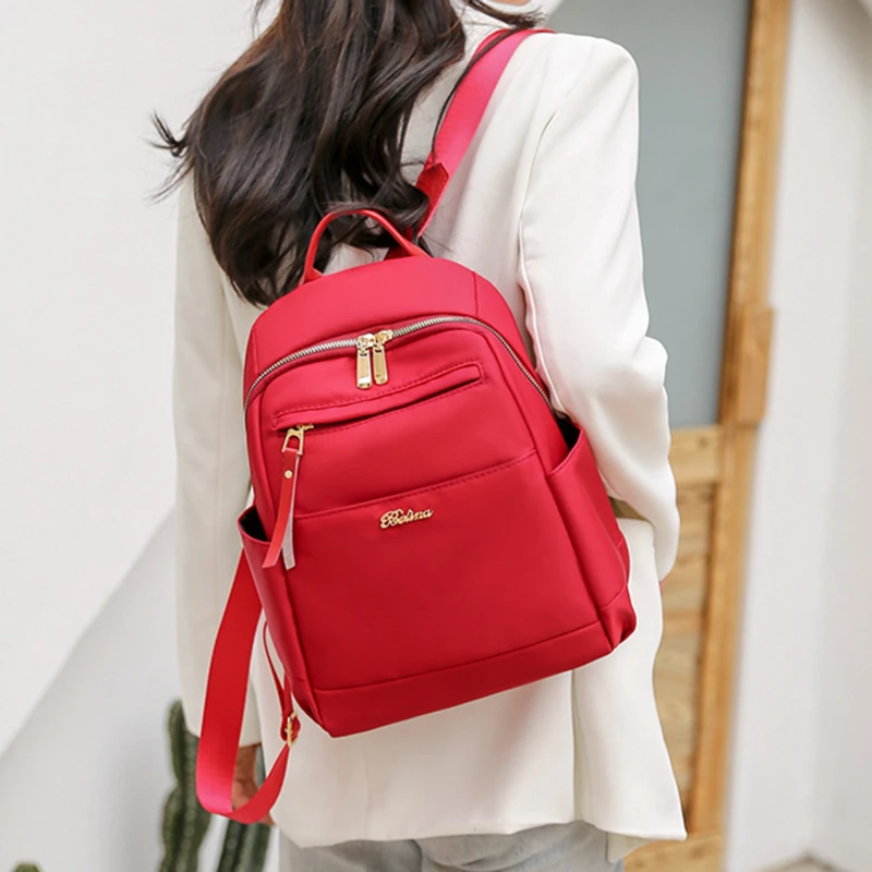 

Women Simple Backpack New Fashion Solid Color Travel Bag Oxford Cloth Large Capacity Personality All-Match Backpack