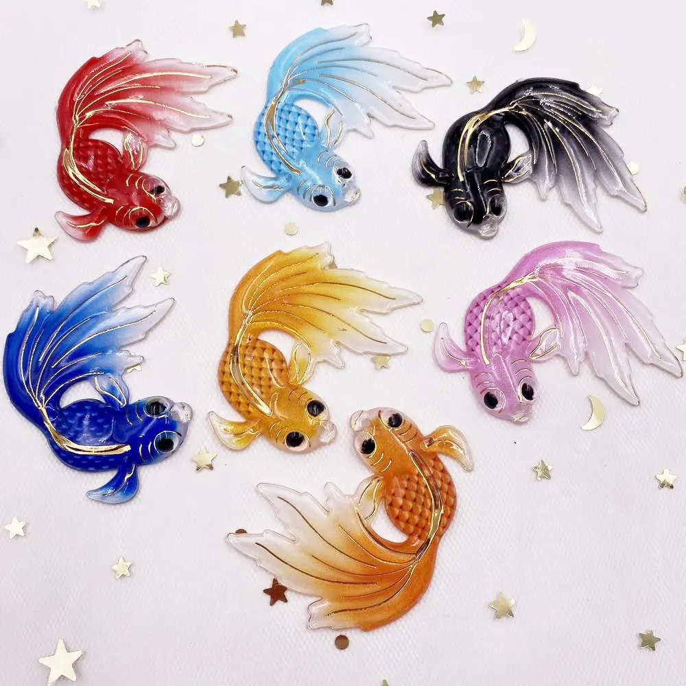 

New 40PCS Resin Bling Colorful Big Goldfish Gems Flatback Rhinestone Scrapbook Wedding 1 Hole Applique DIY Accessories OG62