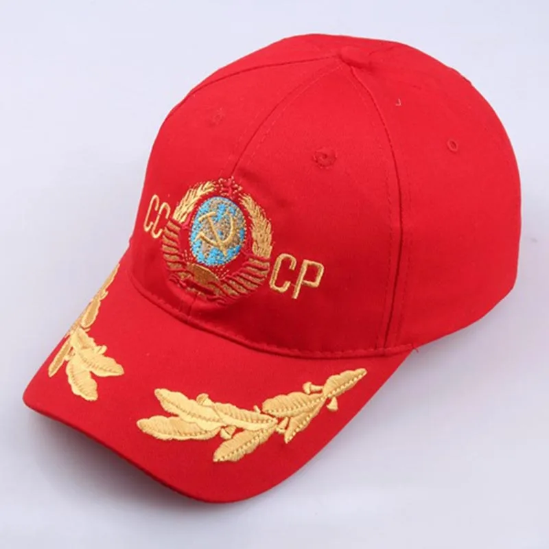 red Лидер продаж CCCP СССР Россия Стиль бейсбольная Кепка унисекс черный, красный бейсболка из хлопка и вышитой буквой «Советский шляпа Прямая - Цвет: red