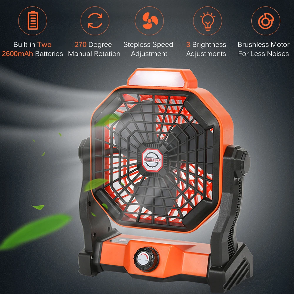 

Portable Rechargeable Camping Lantern Fan Rotatable Desk Fan with Light for Home Tents Hiking Camping Hiking Fishing