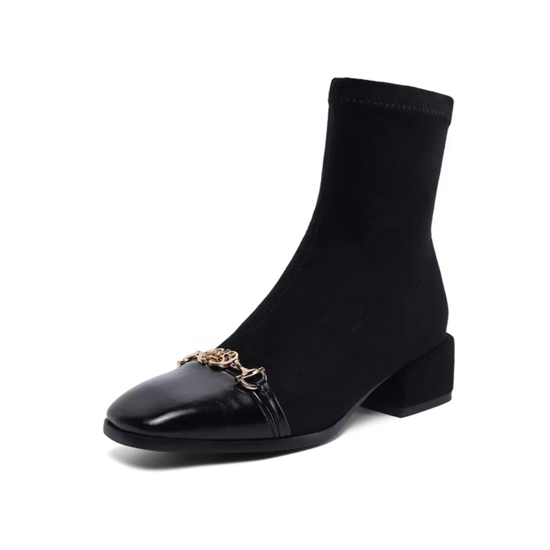 

Женские Эластичные ботильоны на высоком массивном каблуке