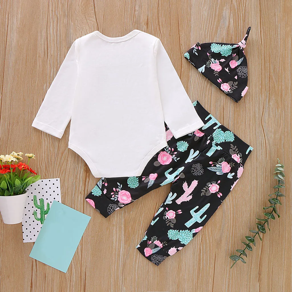 Комбинезон для новорожденных девочек боди с буквенным цветочным принтом штаны