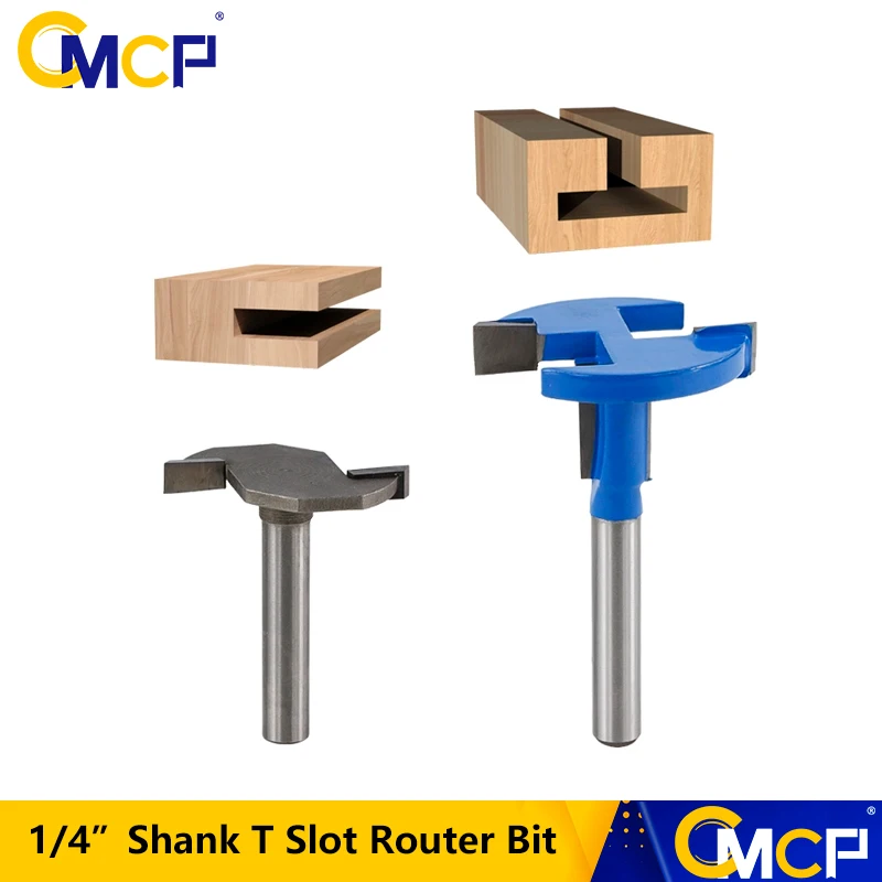 

CMCP T-Track T-Slot Router Bits 1/4"（6.35mm）Shank Carbide CNC End Mill Woodworking Milling Cutter Tool Wood Router Bits