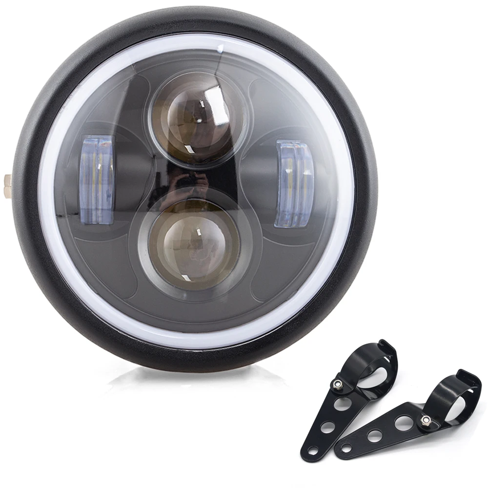 

Фара мотоциклетная светодиодная в стиле ретро, 6,5 дюйма, с кольцом ангела