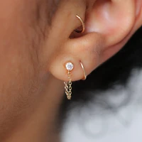 gold filled chain earrings gold wrap earrings handmade korean jewelry brincos minimalism pendientes earrings for women