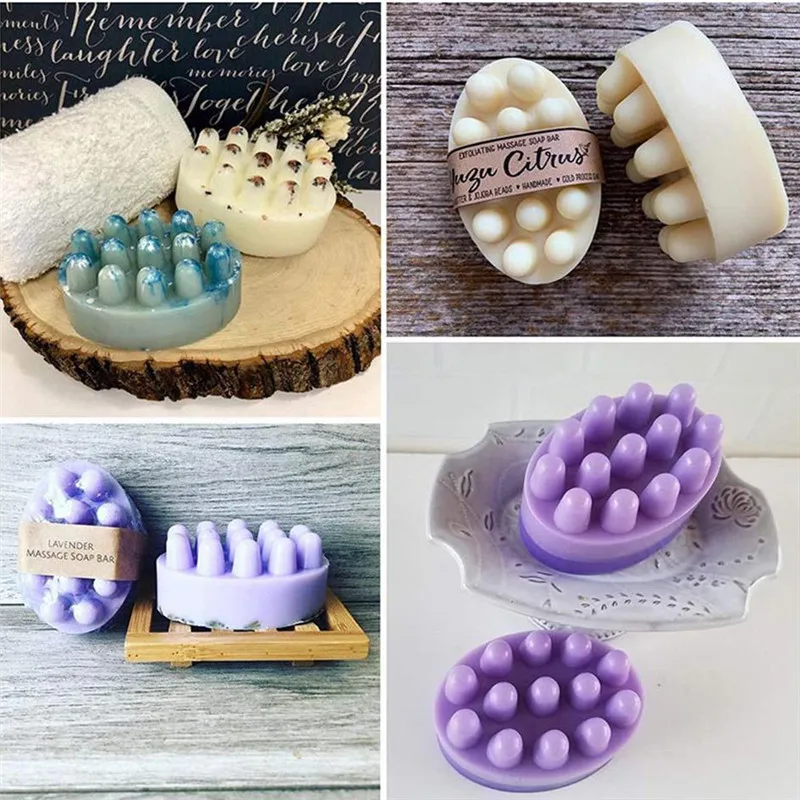 

3D Handmade Massage Therapy Silicone Soap Molds Oval Shape Handmade Soap Making Mold DIY Resin Crafts Mould Bathroom Decors