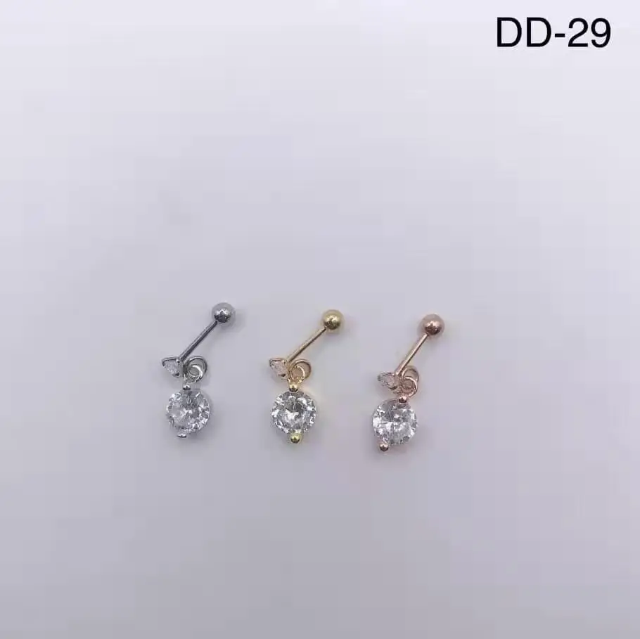 

1PS Ear Piercing Surgical Steel Hoop Stone Helix Cartilage Conch CZ Earring Tragus Ring Fashion sell like hot cakes Body Jewelry