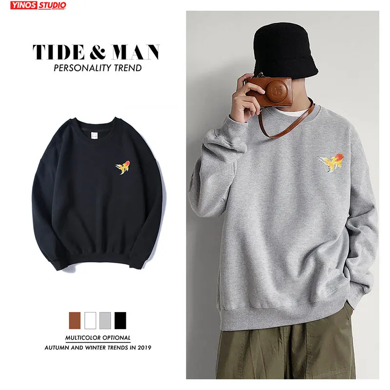 Мужская флисовая толстовка с принтом рыбы черная большого размера капюшоном в