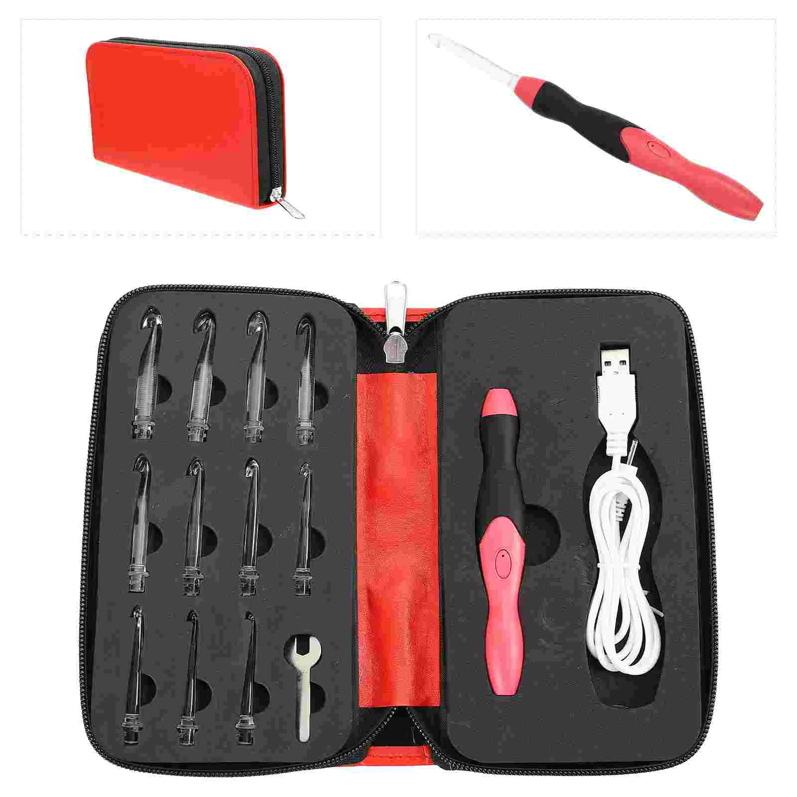 

1 Set Lighted Crochet Hook Interchangeable Head Rechargeable Knitting Needle