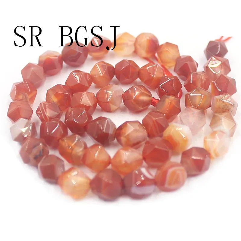 Free Shipping 8mm More Colors Faceted Round Polygonal Stripe Agates Agat Onyx Natural Stone DIY Beads Strand 15&quot | Украшения и