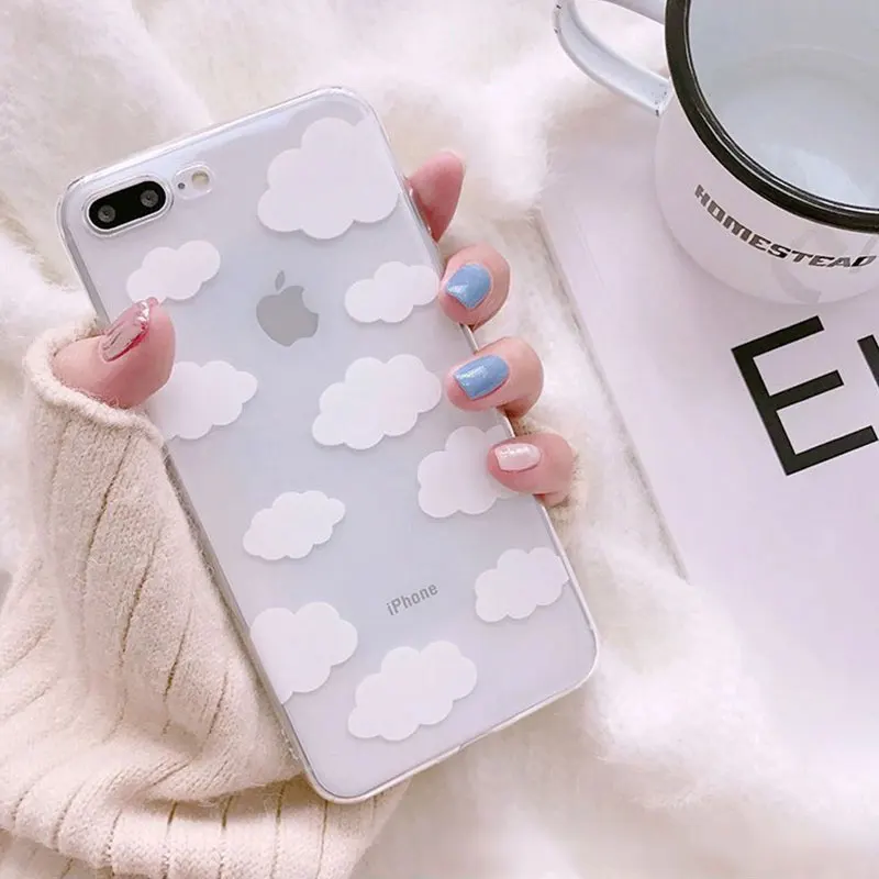 Прозрачный чехол для телефона с принтом белого облака IPhone 12 11 Pro MAX Xs Xr 6s 7 8 Plus SE2020