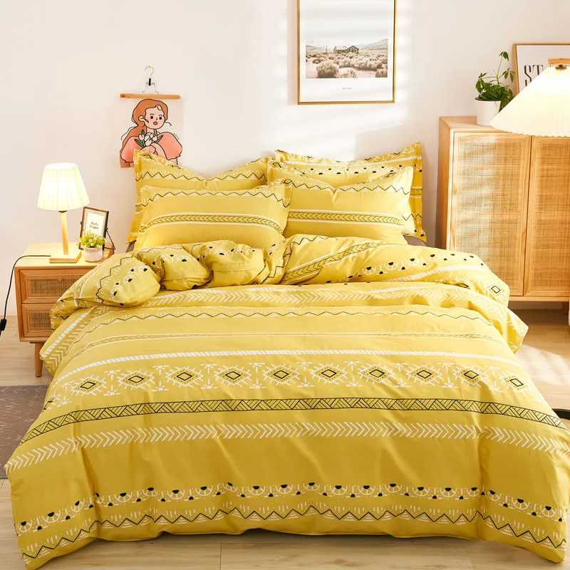 

Nordic Simple Printed Cotton Duvet Quilt Cover Pillow Case Bed Sheet Breathable Single Double King Queen Bedding Set Oceania