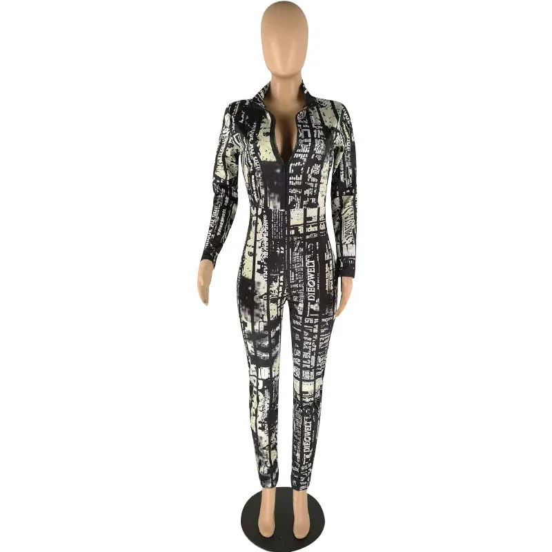 Mj201цифровые комбинезоны с принтом Новые осенне-зимние женские платья