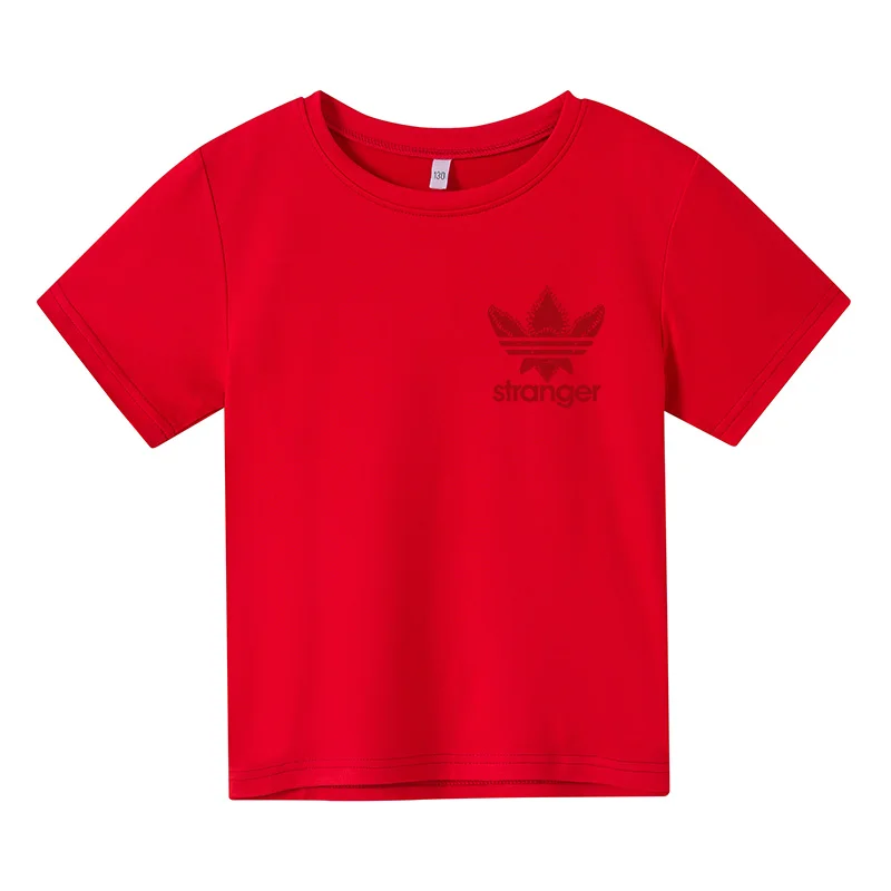 

2021 Summer Stranger Things Solid Color Children's T-shirt Fashion Slim Top O-neck Kids Short Shirt Baby Clothes T-shirt