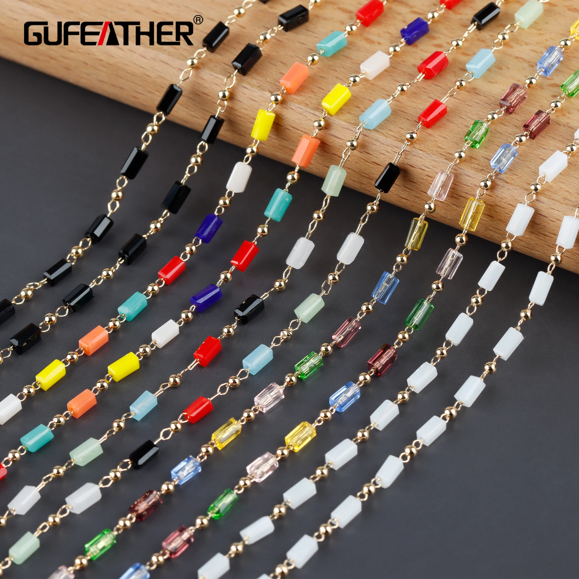 

Цепочка GUFEATHER C200 для самостоятельного изготовления ювелирных изделий, изделие с покрытием из 18-каратного золота, цепь из бисера, без никеля, ...