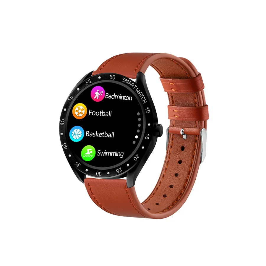 leather brown GIAUSA F13 нержавеющая стальные «Умные» часы Для мужчин полный Сенсорный экран Спортивный монитор сердечного ритма шагомер Водонепроницаемый Плавание часы для бега - Цвет: leather brown
