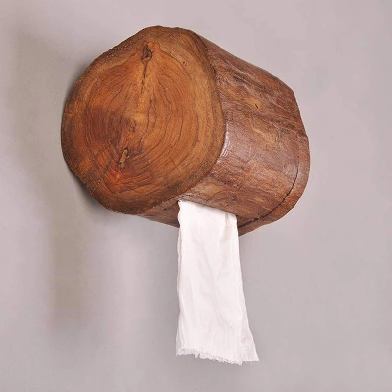 

Vintage Wooden Paper Tube Home Hotel Room Tissue Box Bathroom Roll Holder Bathroom Kitchen Paper Holder