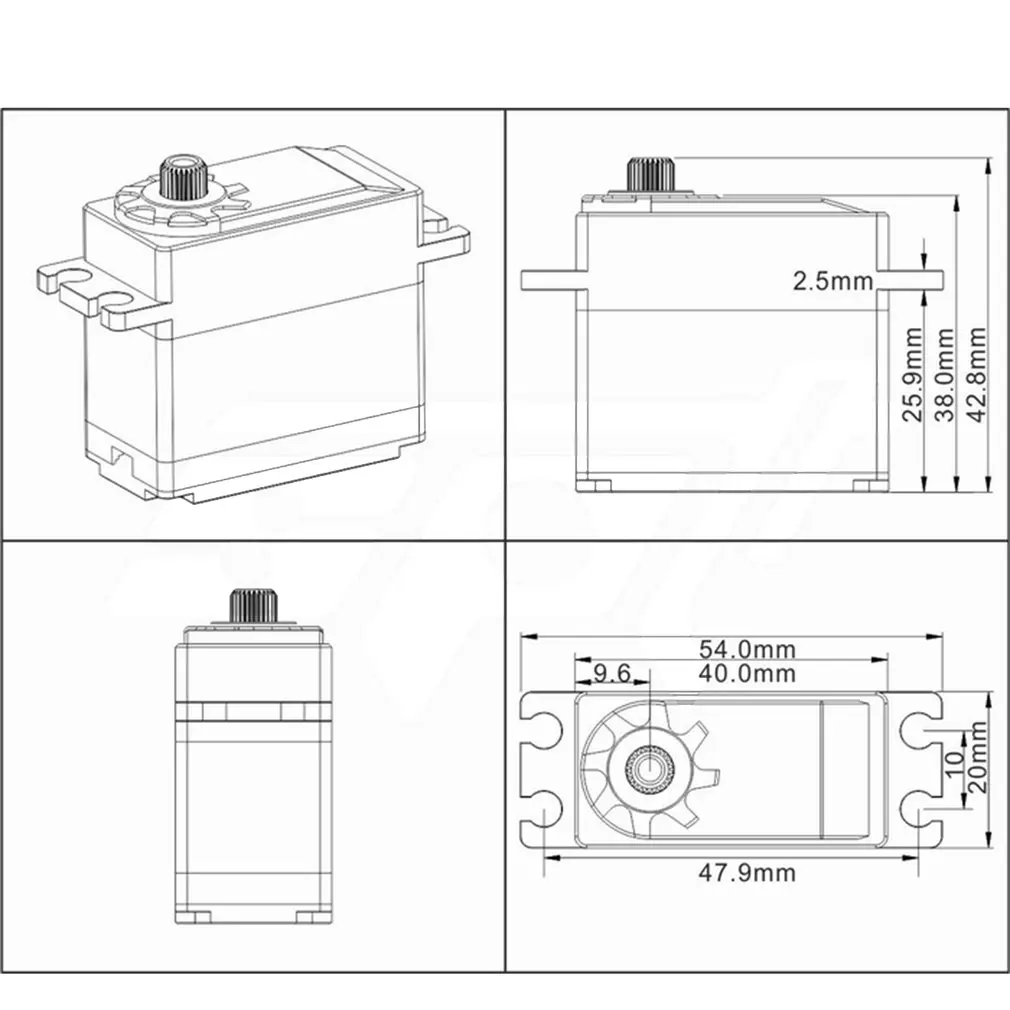 

SPT5632W-160 32kg Coreless Waterproof Large Angle 160 Metal Gear Standard Digital Servo For 1:8 1:10 RC Climber Car Airplane