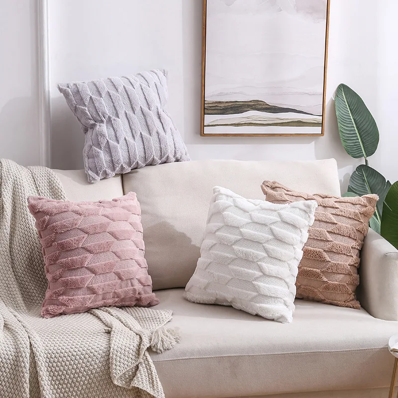 

Nordic Simple Solid Color Three-Dimensional Plush Home Decorative Comfortable Soft Cushion Covers