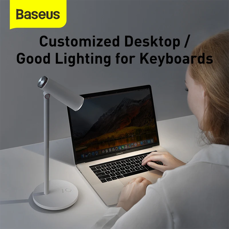 en Ucuz Baseus Masa Lambası Kademesiz Karartma Okuma Işık USB şarj Edilebilir Göz Koruması LED Gece Lambası çalışma çalışma Yatak Odası Lambası