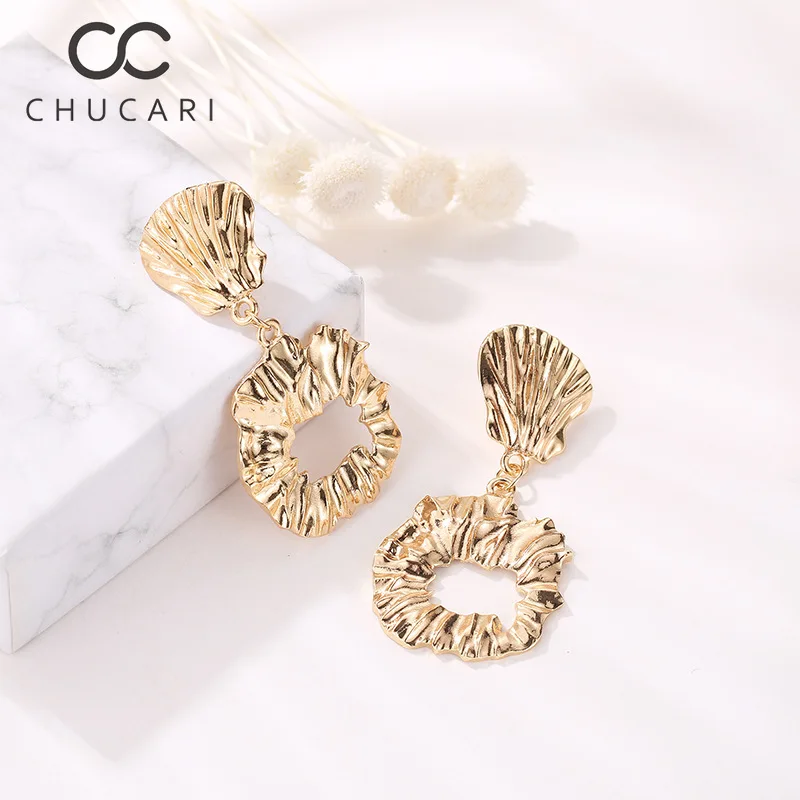 CHUCARI Модные женские богемные серьги в виде раковины с золотой морской звездой