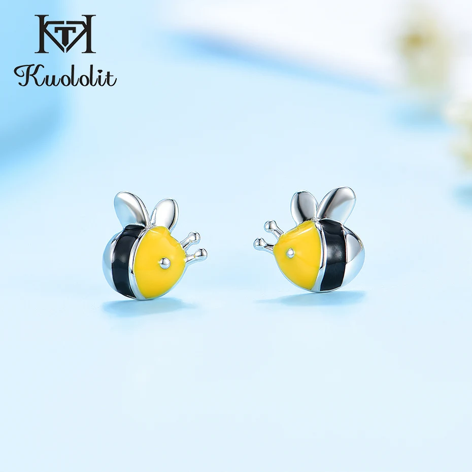 Kuololit милые серьги гвоздики для женщин детская одежда девочек однотонные 925 пробы